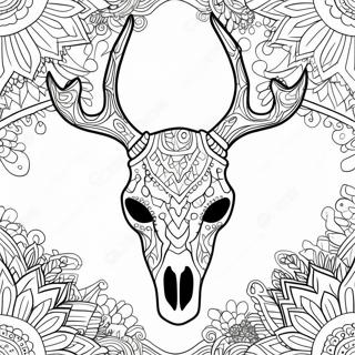 Intricate Deer Skull Design Coloring Page 66365-52517