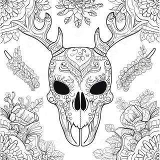 Intricate Deer Skull Design Coloring Page 66365-52518