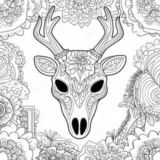 Intricate Deer Skull Design Coloring Page 66365-52519