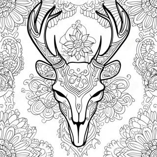 Intricate Deer Skull Design Coloring Page 66365-52520