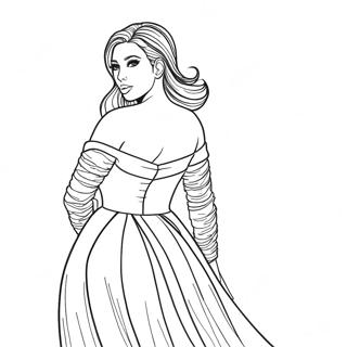 Kim Kardashian In Glamorous Dress Coloring Page 66425-52566