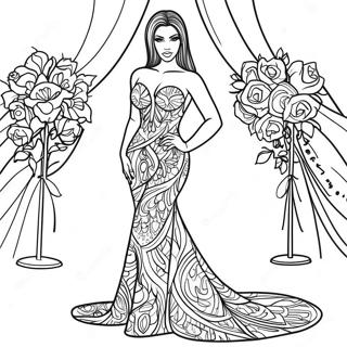 Kim Kardashian In Glamorous Dress Coloring Page 66425-52567