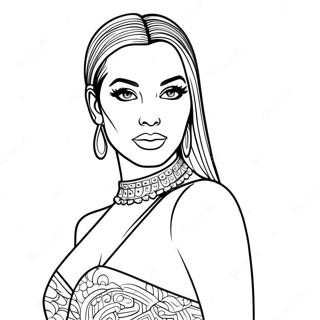 Kim Kardashian In Glamorous Dress Coloring Page 66425-52568