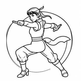 Chun Li In A Dynamic Fighting Pose Coloring Page 66615-52705