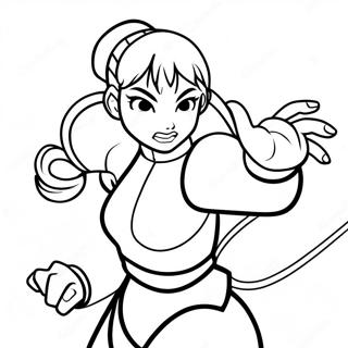 Chun Li In A Dynamic Fighting Pose Coloring Page 66615-52708