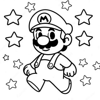 Mario With Colorful Stars Coloring Page 66885-52932