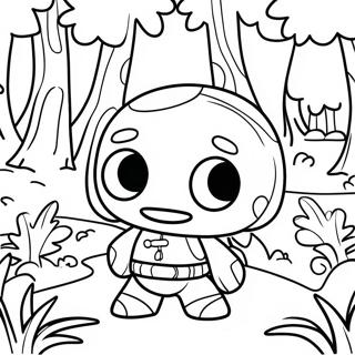 Äventyrlig Sackboy I En Skog Färgläggningssida 66905-52939