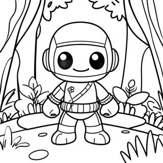 Äventyrlig Sackboy I En Skog Färgläggningssida 66905-52940