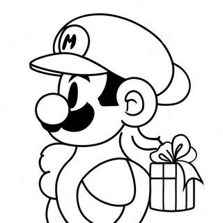 Mario Met Kerstmuts Kleurplaat 6691-5344