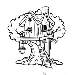 Whimsical Tree House Adventure Coloring Page 66965-52994