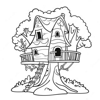 Whimsical Tree House Adventure Coloring Page 66965-52995