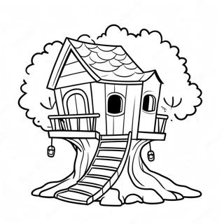 Whimsical Tree House Adventure Coloring Page 66965-52996