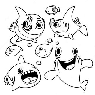 Funny Shark Tale Characters Coloring Page 67065-53069