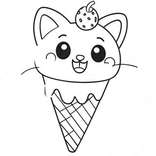 Cat In Ice Cream Cone Coloring Pages