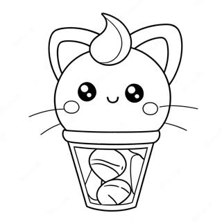 Cute Cat In Ice Cream Cone Coloring Page 67104-53102