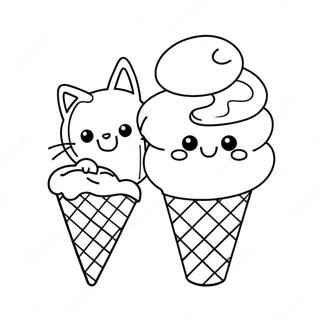 Playful Cat With Colorful Ice Cream Cone Coloring Page 67105-53097