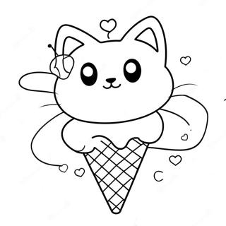 Playful Cat With Colorful Ice Cream Cone Coloring Page 67105-53099