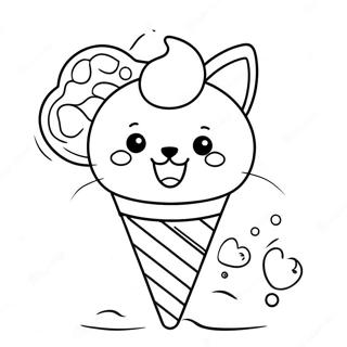 Playful Cat With Colorful Ice Cream Cone Coloring Page 67105-53100