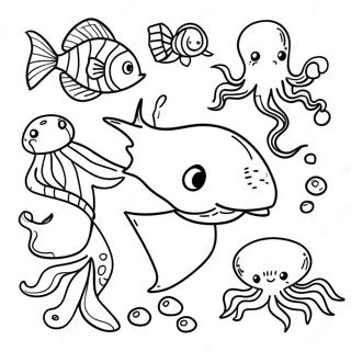 海の生き物 塗り絵ページ