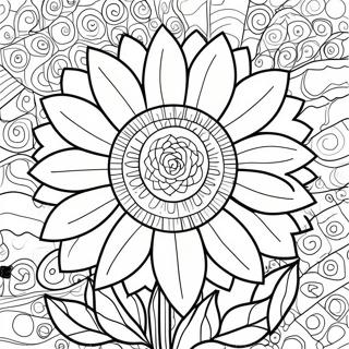 Stress Relief Sunflower For Adults Coloring Pages