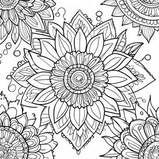 Detailliertes Stressabbau Sonnenblume Mandala Ausmalbild 67175-53153