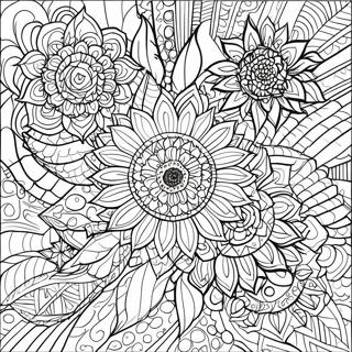 Detailliertes Stressabbau Sonnenblume Mandala Ausmalbild 67175-53154