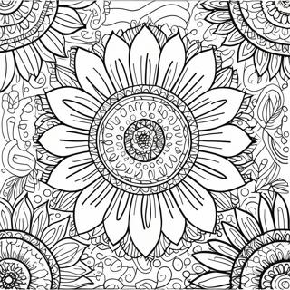 Detaljerad Stressavlastande Solros Mandala Färgläggningssida 67175-53155