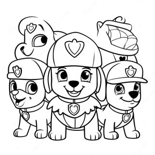 Paw Patrol Characters In Santa Hats Coloring Page 671-538