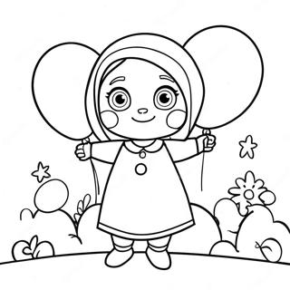 Masha With Colorful Balloons Coloring Page 6721-5382