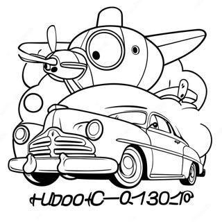 Hudson Hornet Cartoon Style Coloring Page 67245-53213