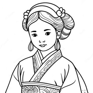 Korean Girl Coloring Pages