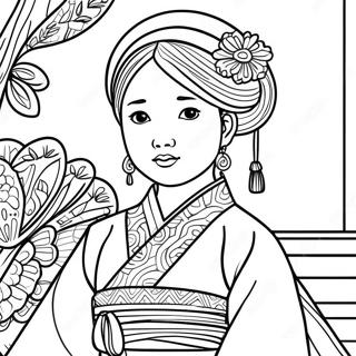 Korean Girl In Traditional Hanbok Coloring Page 67264-53223