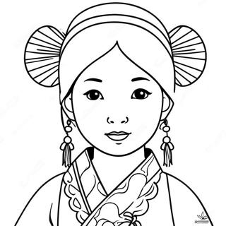 Korean Girl In Traditional Hanbok Coloring Page 67264-53224