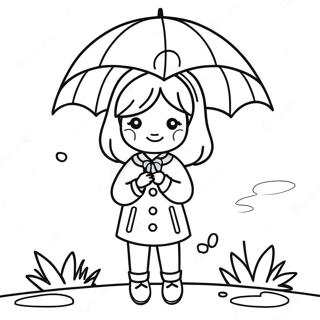 Cute Korean Girl With Umbrella Coloring Page 67265-53225