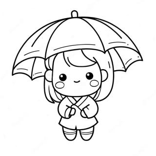 Cute Korean Girl With Umbrella Coloring Page 67265-53226