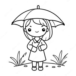 Cute Korean Girl With Umbrella Coloring Page 67265-53227