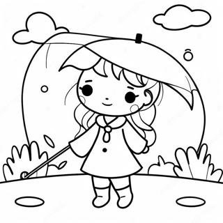 Cute Korean Girl With Umbrella Coloring Page 67265-53228