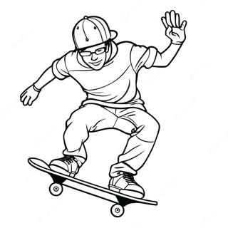 Cool Skateboarder Performing Tricks Coloring Page 6731-5349