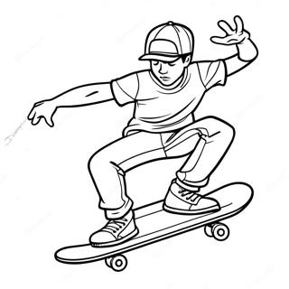 Cool Skateboarder Performing Tricks Coloring Page 6731-5351