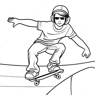 Cool Skateboarder Performing Tricks Coloring Page 6731-5352