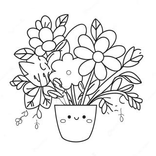 Cute Kawaii Flower Bouquet Coloring Page 67415-53346