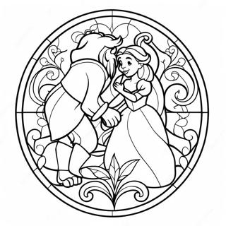 Stained Glass Beauty And The Beast Coloring Pages