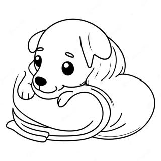 Cute Sleeping Puppy With Blanket Coloring Page 67555-53449