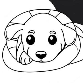 Cute Sleeping Puppy With Blanket Coloring Page 67555-53451