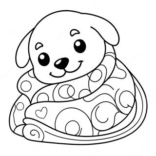 Cute Sleeping Puppy With Blanket Coloring Page 67555-53452