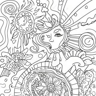 Psychedelic Galaxy Scene Coloring Page 6761-5377