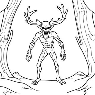 Creepy Wendigo In The Forest Coloring Page 67675-53551