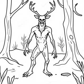 Creepy Wendigo In The Forest Coloring Page 67675-53552