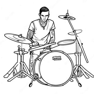 Travis Barker Drumming Coloring Page 67695-53566