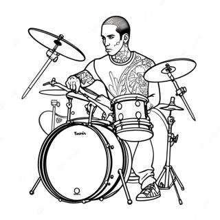 Travis Barker Drumming Coloring Page 67695-53568